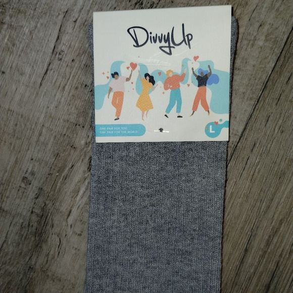 Divvy Up Socks (8 pairs) gray with teal reinforced toes size lg crew socks - Picture 3 of 7